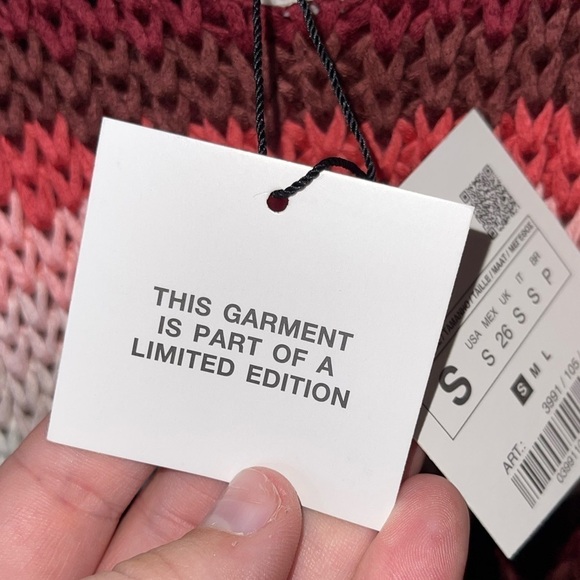 NWT ZARA Cream Pink Striped Crochet Bodycon Midi Dress Small Blogger Favorite - Picture 11 of 12